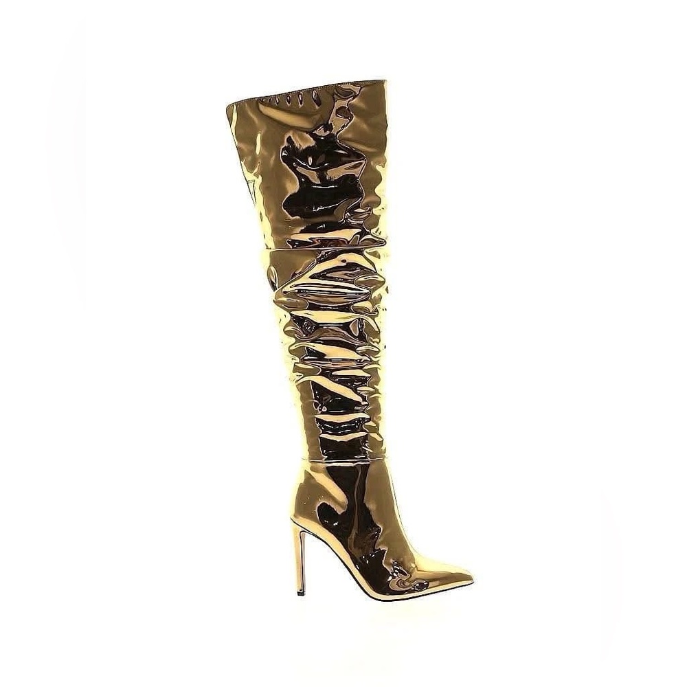 INC International Concepts Shiny Gold Over-the-Knee Boots